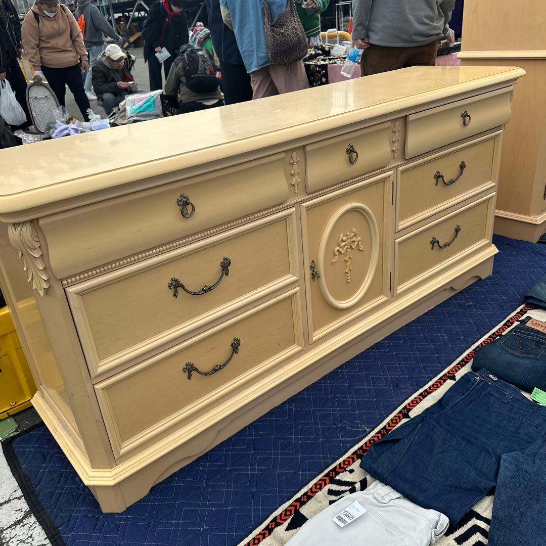 クラシックスタイル 木製箪笥 クリーム色 6引き出しリンホーリン近県