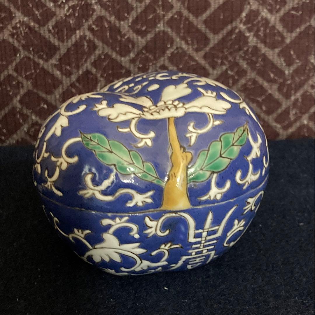 清代 同治年製 蝙蝠文合子 香合