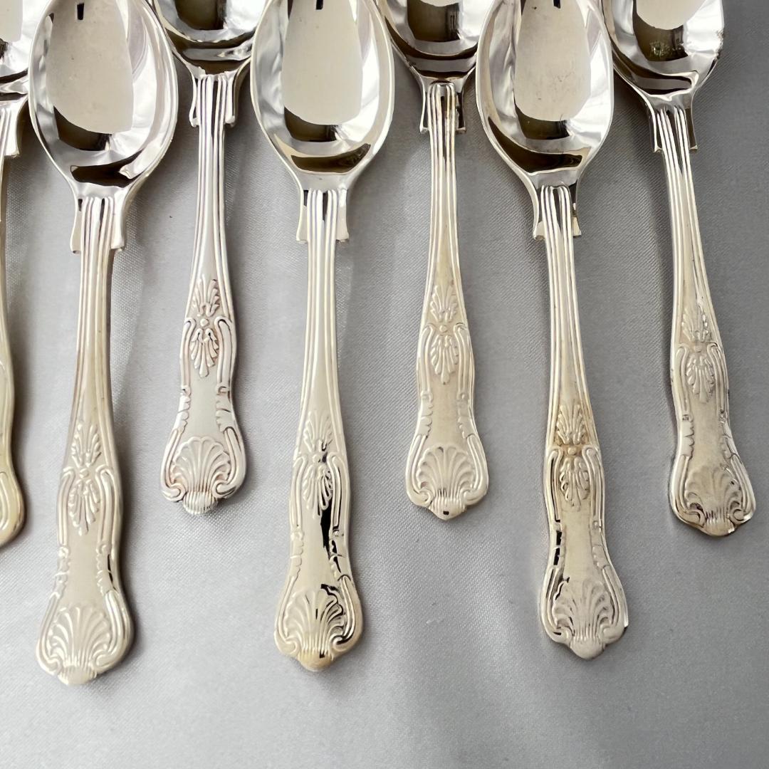 【英国】 キングスパターン ティースプーン 12本【シルバープレート】12cm