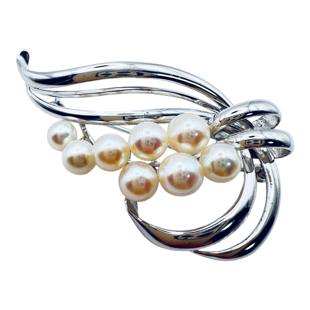 超美品 ミキモト アコヤパール 8粒 6mm-5mm シルバーブローチ M刻印