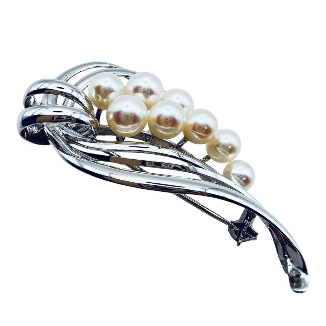 超美品 ミキモト アコヤパール 8粒 6mm-5mm シルバーブローチ M刻印