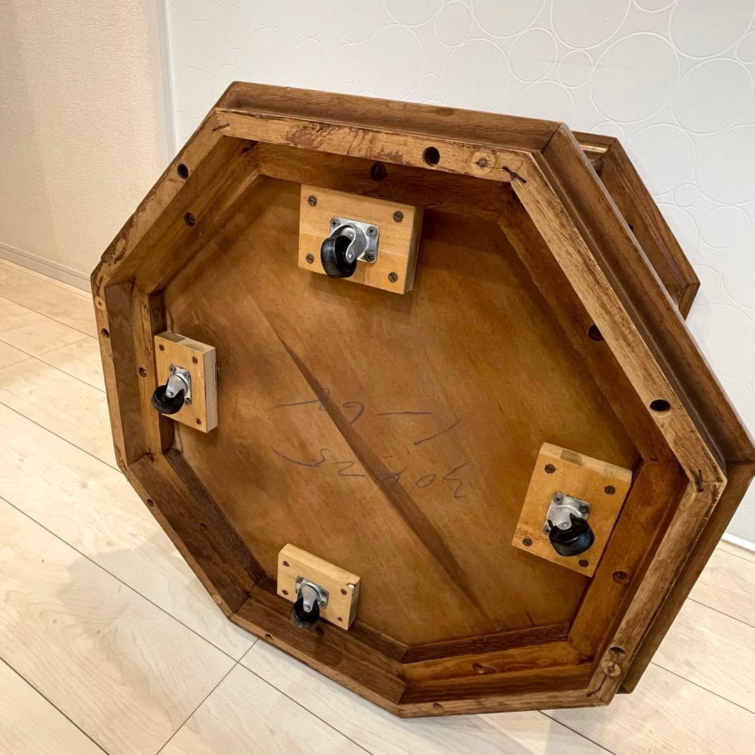 希少】八角形 ガラス天板 サイドテーブル 高級 ヴィンテージ