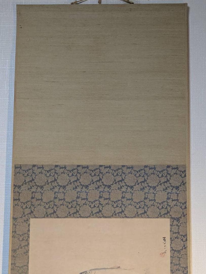 【真作】掛軸　三尾の小魚図　洒脱な筆遣い　淡彩魚図　素朴な味わい　T110