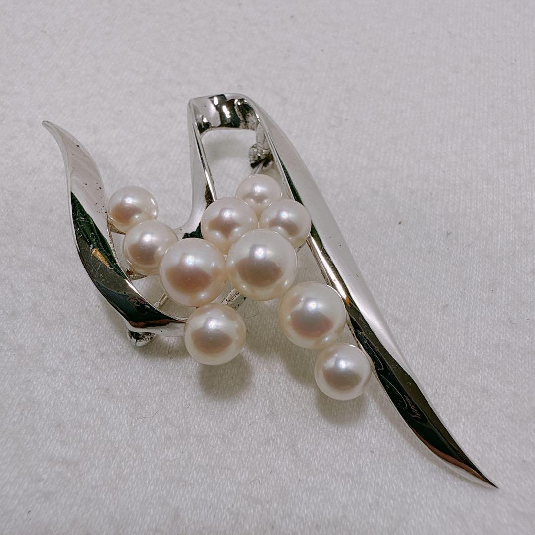 MIKIMOTO ミキモト あこや真珠 10珠 シルバー ブローチ - メルカリ