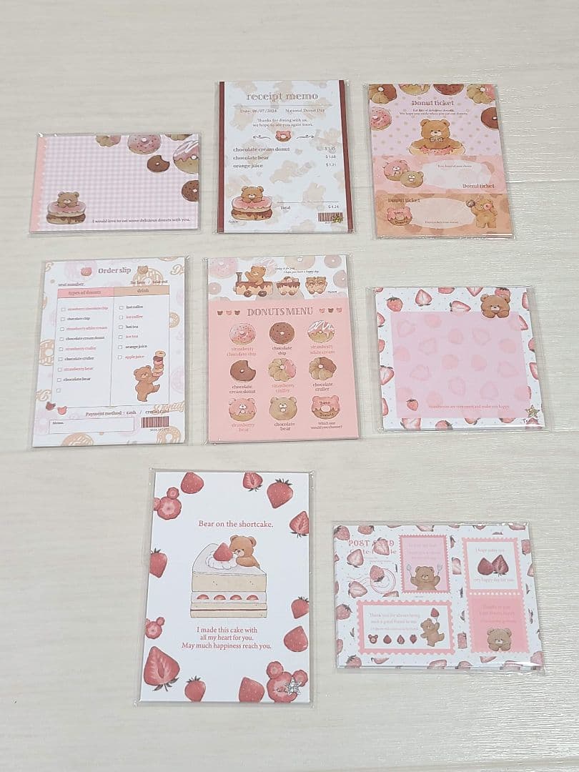 国内作家 メモ帳 セット くま デザインペーパー cream tea 紙もの