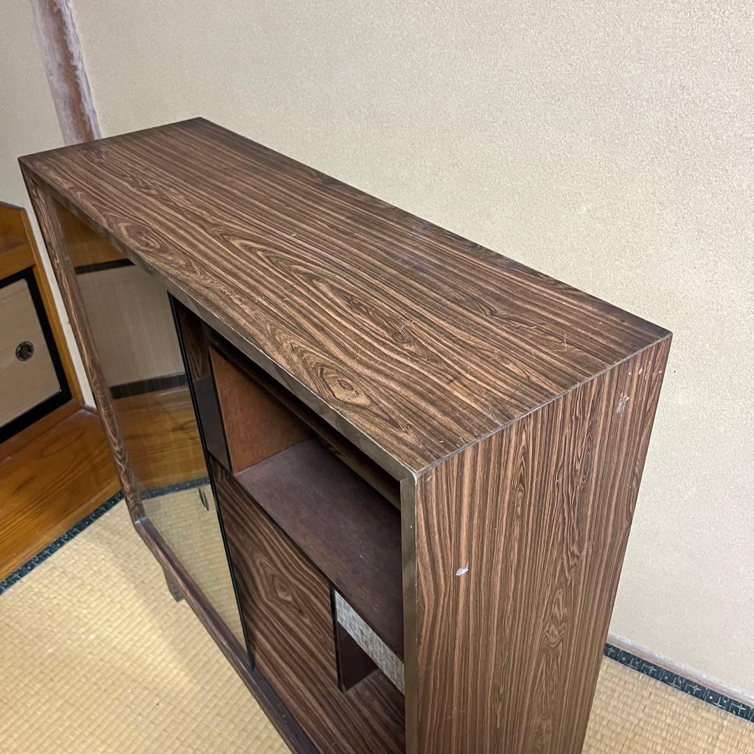 9/10まで！ 昭和レトロ キャビネット 彫りガラス 引き出し付き