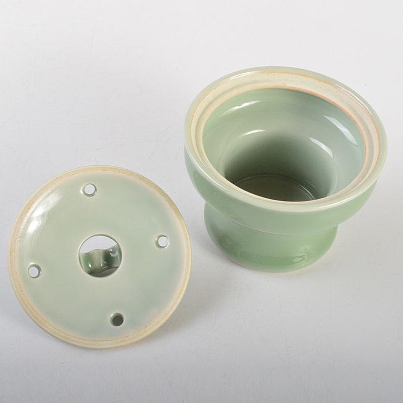 茶道具 京焼 清水焼 平安 加藤渓山作 天龍寺青磁 辰香炉 共箱 C