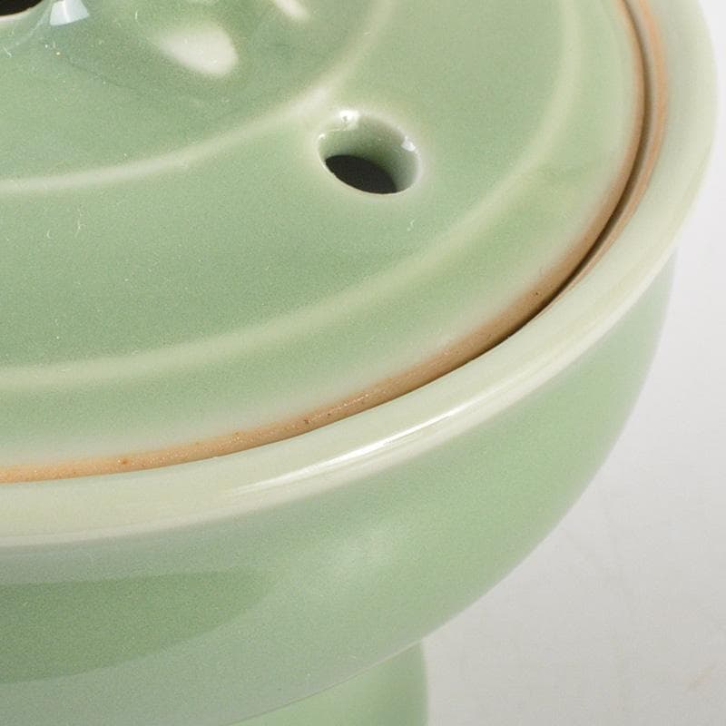 茶道具 京焼 清水焼 平安 加藤渓山作 天龍寺青磁 辰香炉 共箱 C