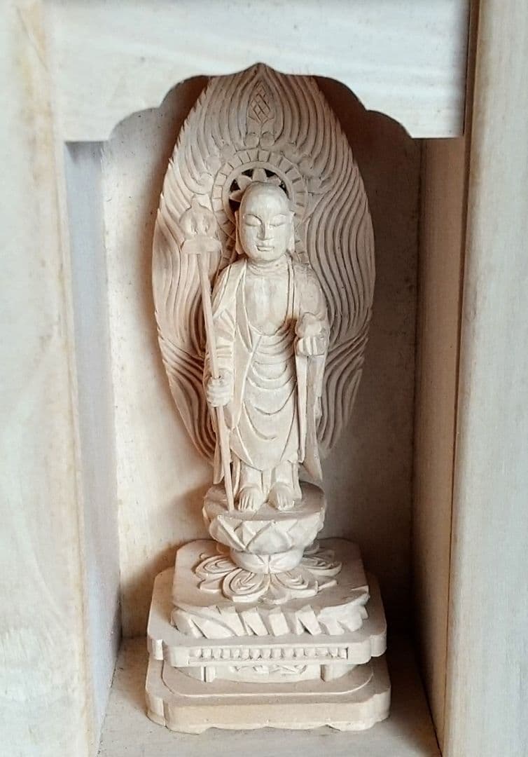 地蔵菩薩立像【極小】#400 厨子入り 木彫 仏像