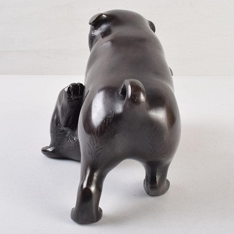 金工師 秀山作 鋳銅 戯れる子犬 置物 共箱 M R9214 - メルカリ