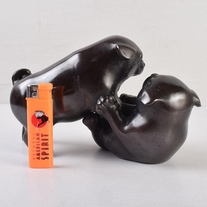 金工師 秀山作 鋳銅 戯れる子犬 置物 共箱 M R9214 - メルカリ