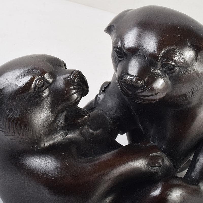 金工師 秀山作 鋳銅 戯れる子犬 置物 共箱 M R9214 - メルカリ