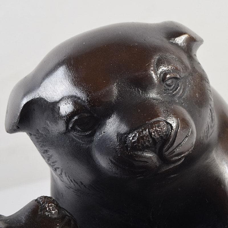 金工師 秀山作 鋳銅 戯れる子犬 置物 共箱 M R9214 - メルカリ