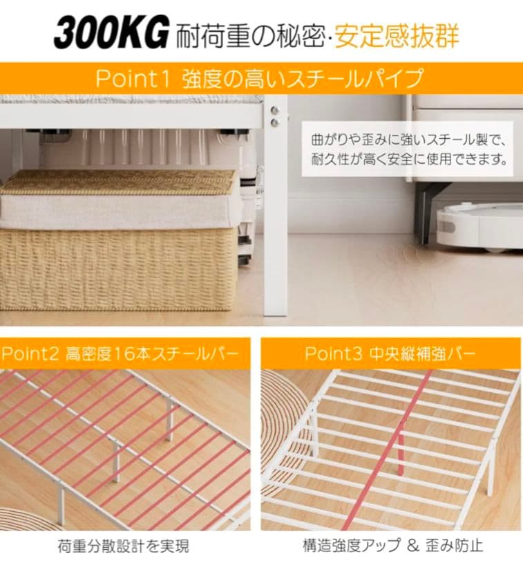 【新品未開封品】ベッドフレーム シングル 2口コンセント USB&Type-C