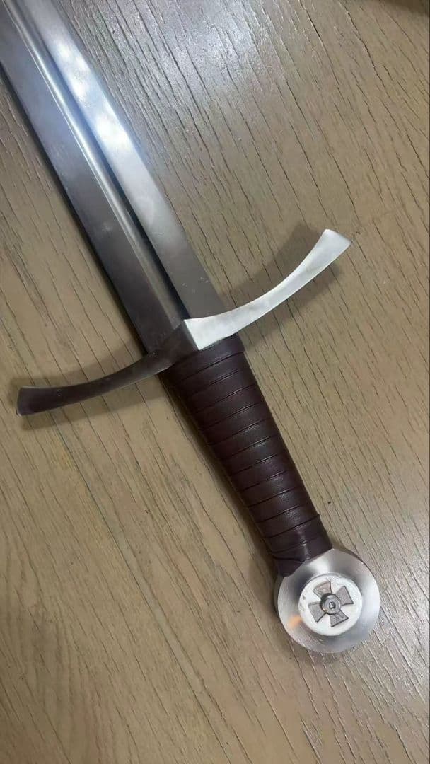 片手用西洋剣 茶色 全長 100cm 刃長 80cm 十字軍剣模造 武具 日本刀