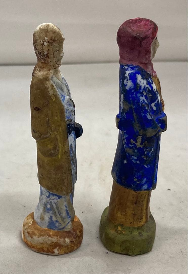 B427b「陶磁器人形 6体」戦前　レトロ　ヴィンテージ　男子　女子