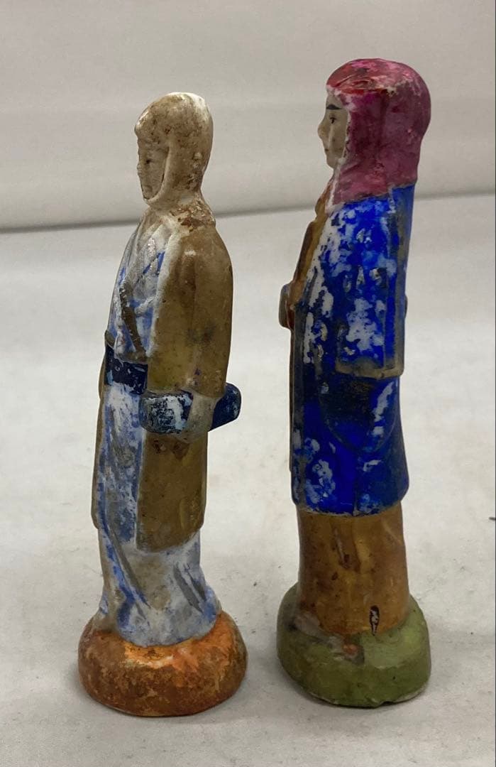 B427b「陶磁器人形 6体」戦前　レトロ　ヴィンテージ　男子　女子