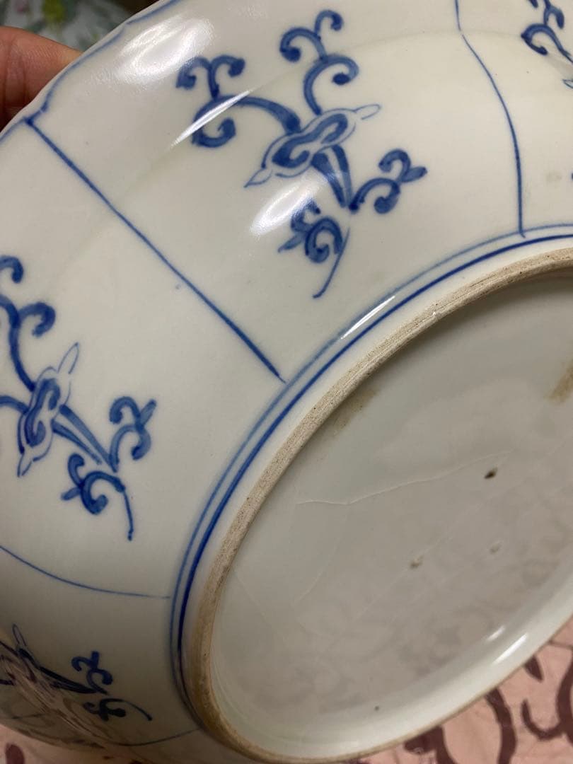 清朝青白磁の神話的生物の皿セット2枚