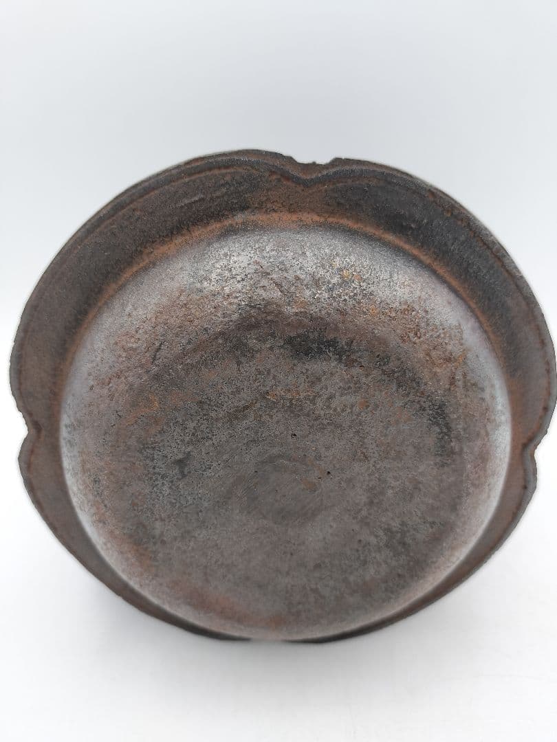 c088 鉄瓶 木瓜型 弦に富士の象嵌 茶道具 古物