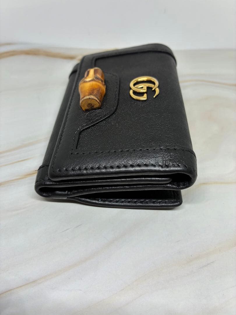GUCCI バンブー ダイアナ 三つ折り財布 ブラック N1101018672