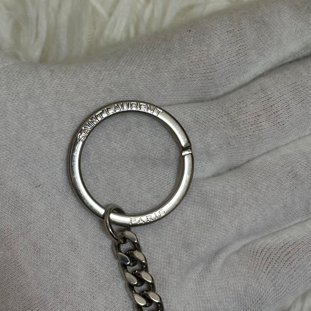 SAINT LAURENT ケース キルティングレザー シルバーロゴ 黒