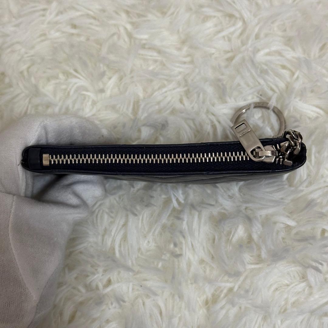 SAINT LAURENT ケース キルティングレザー シルバーロゴ 黒
