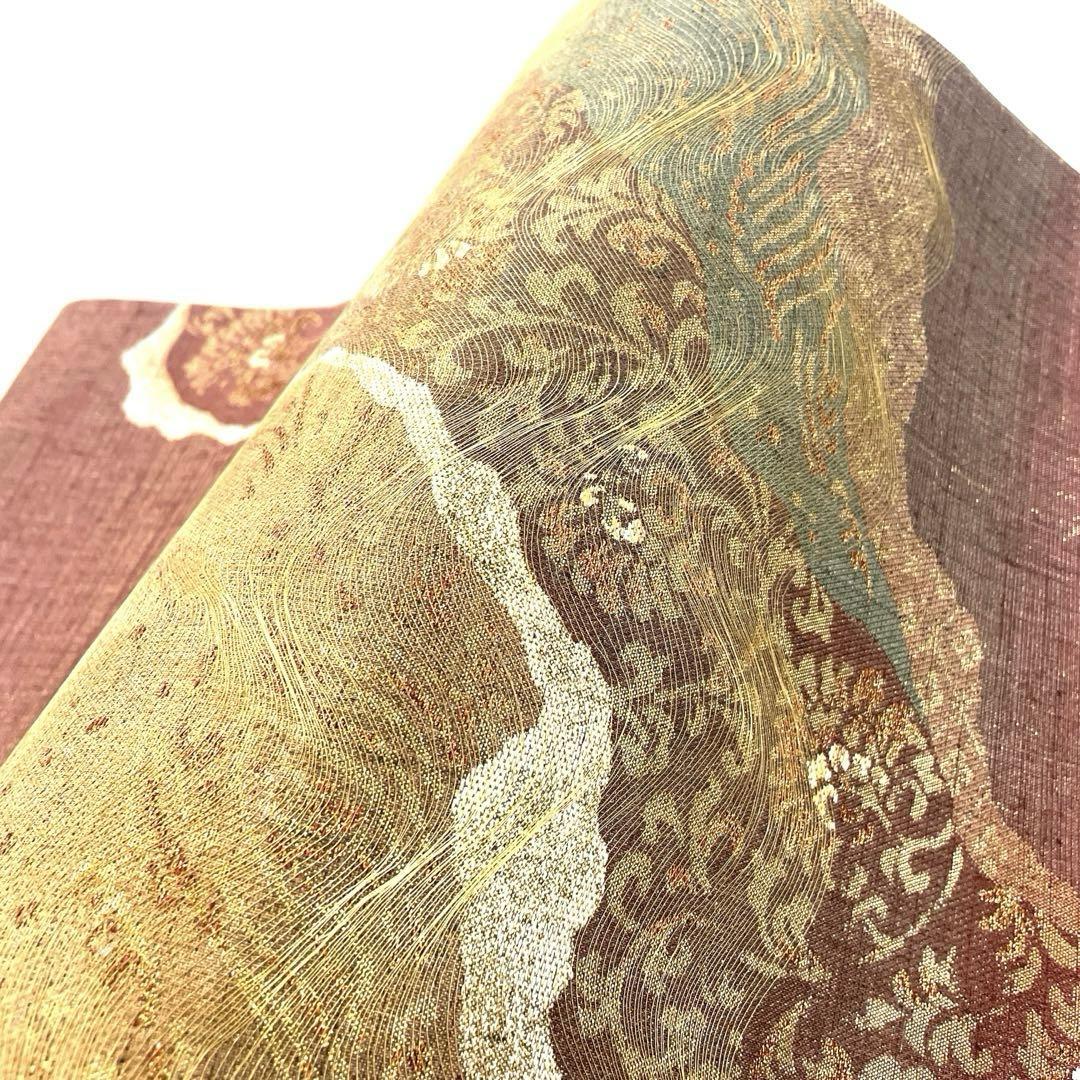 帯4985 ○染織の名門 しょうざん謹製 生紬 高級 正絹 袋帯