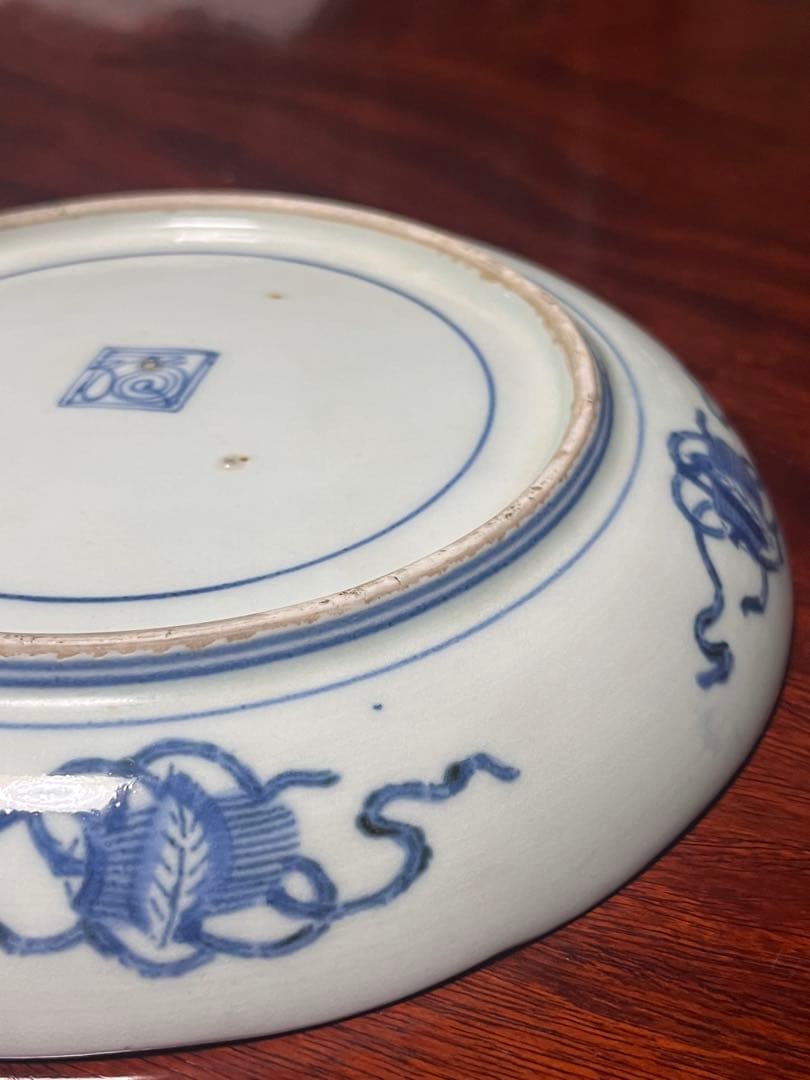 古伊万里　印判　無傷完品　中皿　紙刷　柿右衛門　渦福　角福　藍九谷　江戸中期