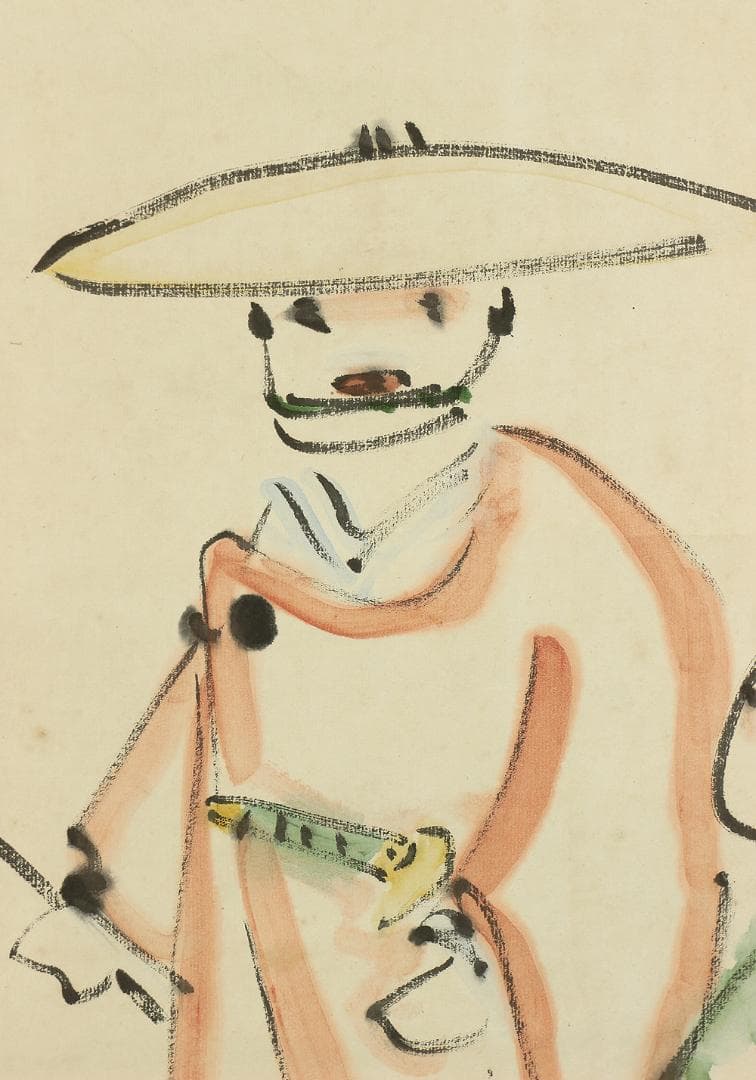 内藤鳴雪 伊予松山藩武士 俳人 正岡子規師事 掛軸 肉筆 紙本 俳句画