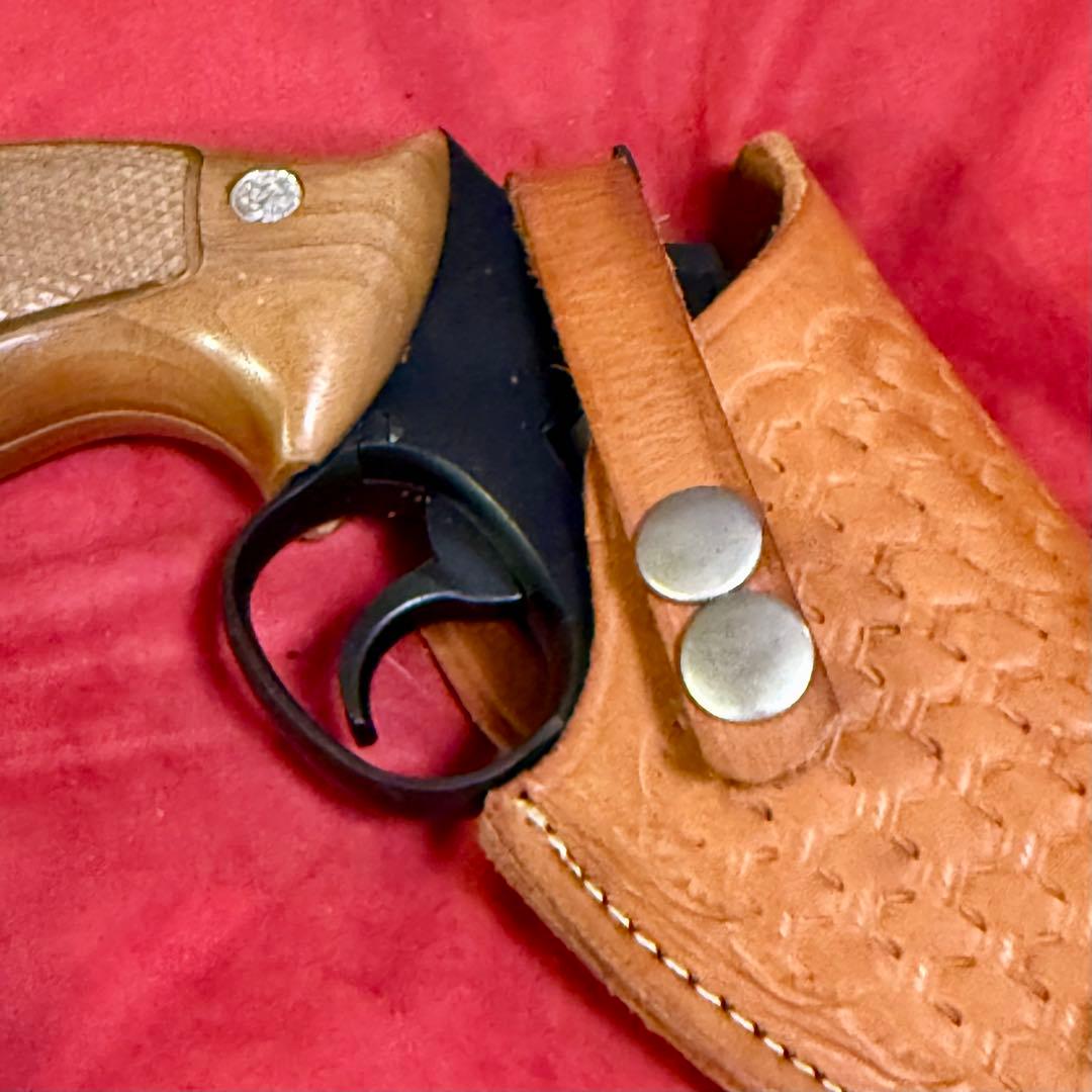 革製 リボルバー用 ヒップホルスター ベージュ バスケット調 革製