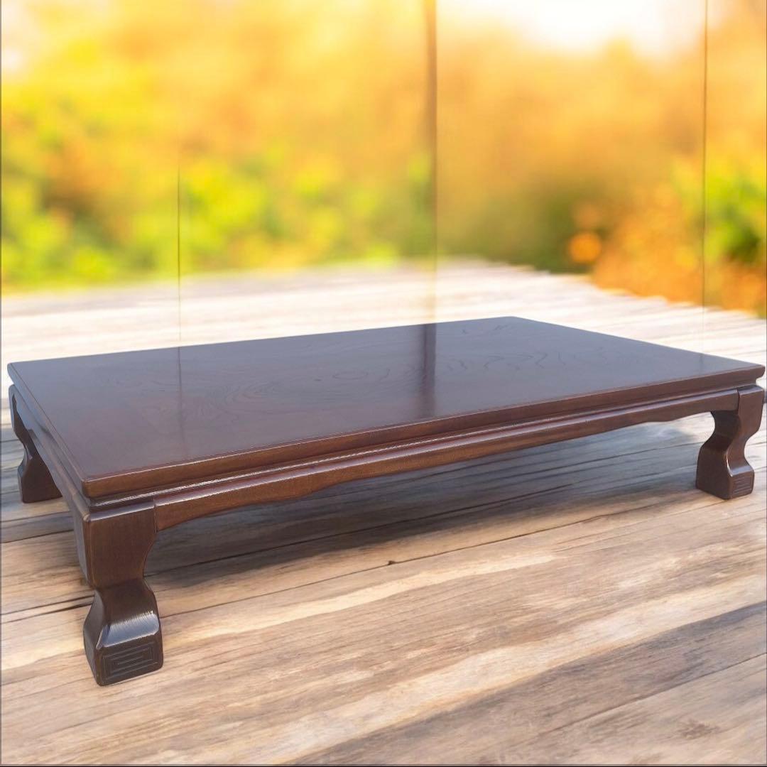 唐木家具 彫刻 花梨家具 木製座卓 ダークブラウン 和室 アンティーク