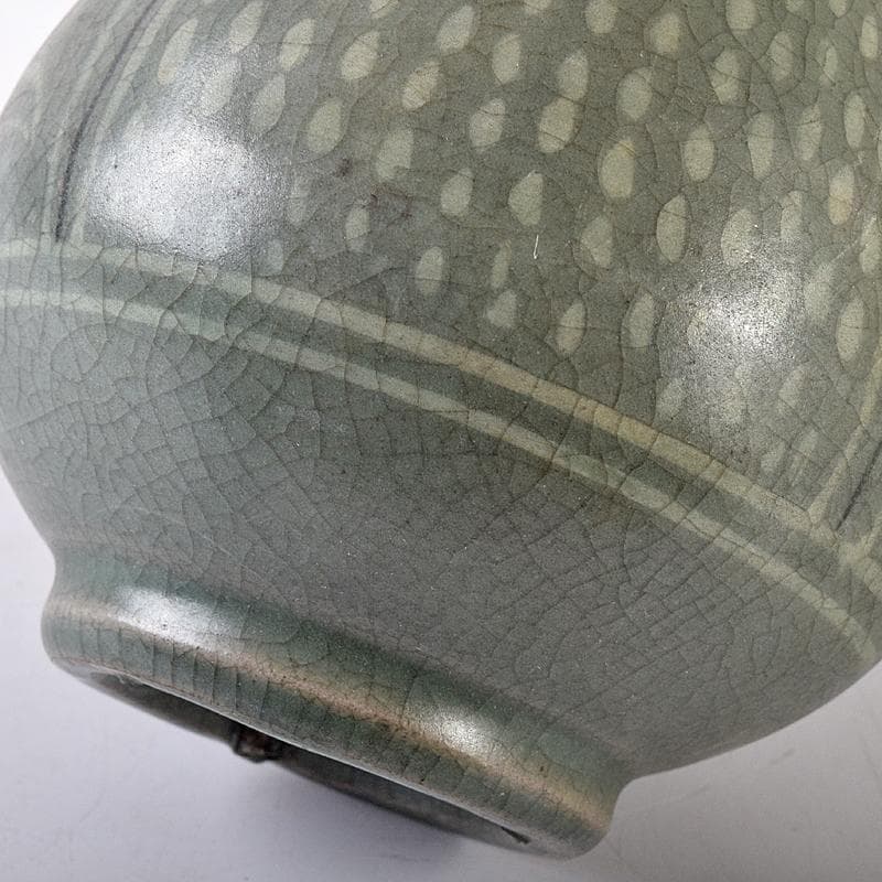 朝鮮美術 李朝 高麗青磁 象嵌花文 徳利 V R7944