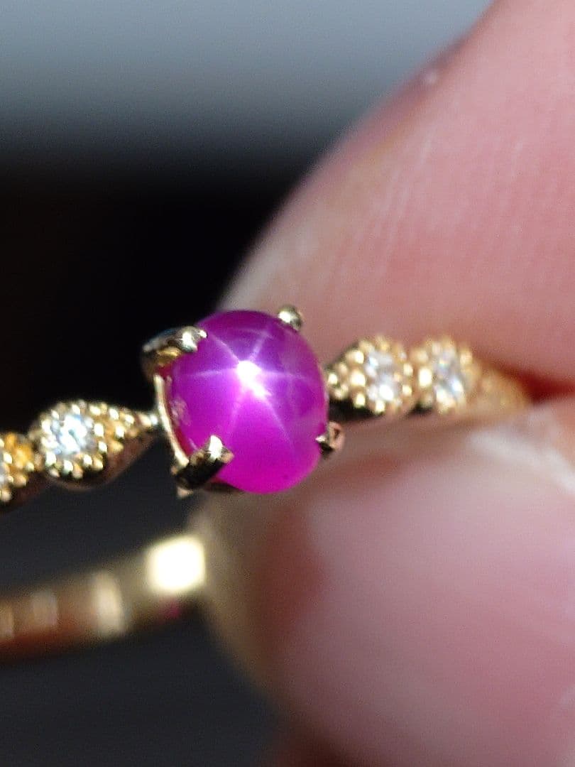 さ*ー様 K18天然スタールビー　ダイヤモンド　リング　10号