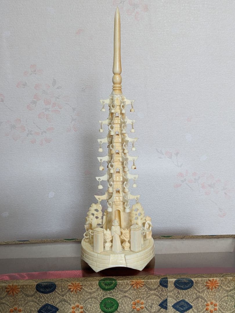 ♢中国伝統工芸美術？骨？鹿角 仏塔 極細密 6列自在 六重の