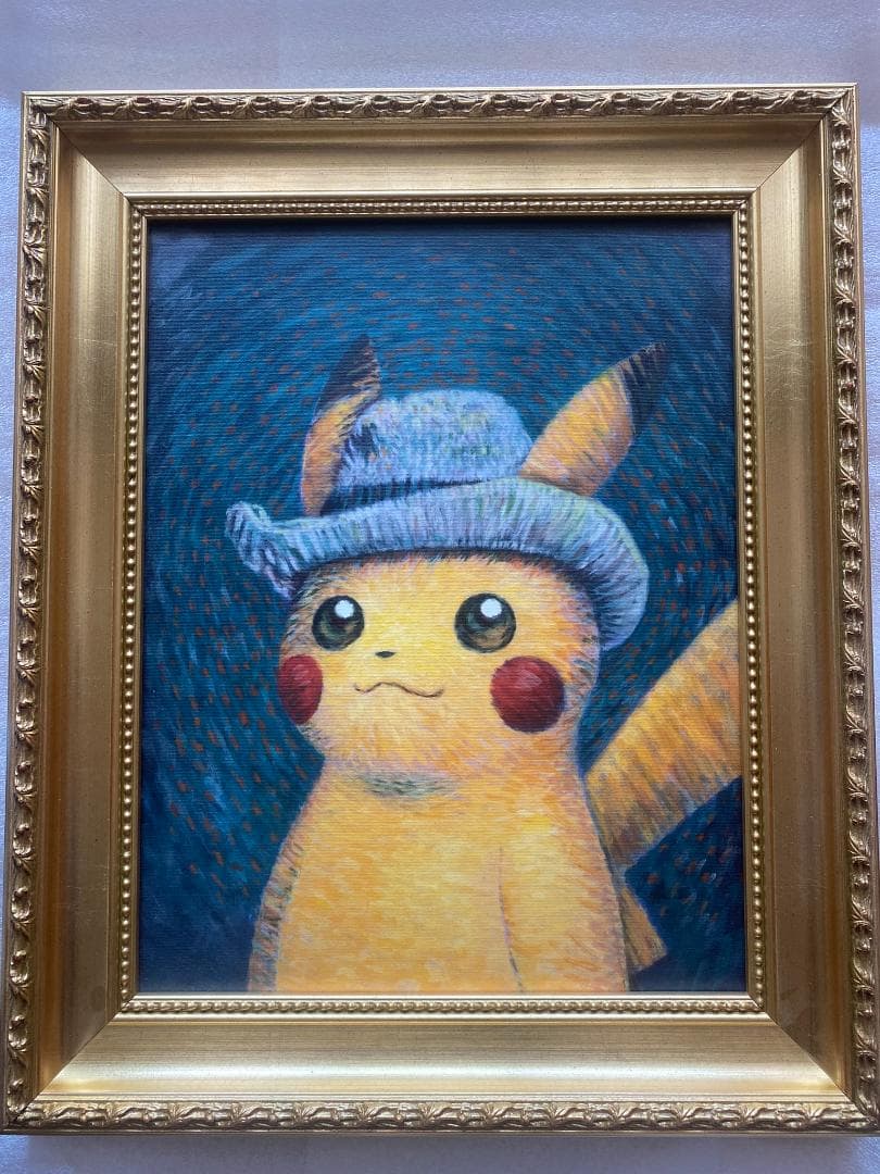 ゴッホピカチュウキャンバスアート金枠45×35cm