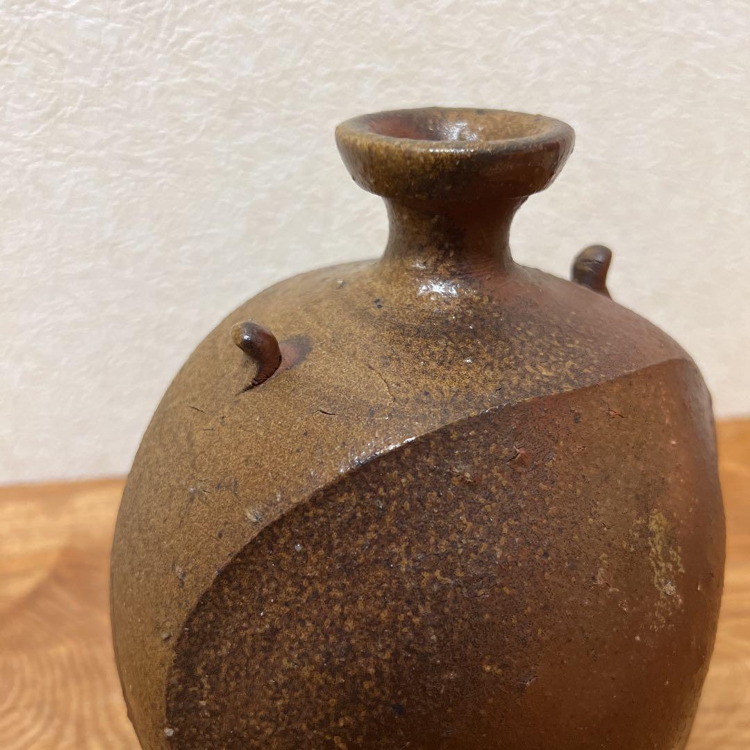 隠崎隆一　備前焼　耳付き一輪挿し