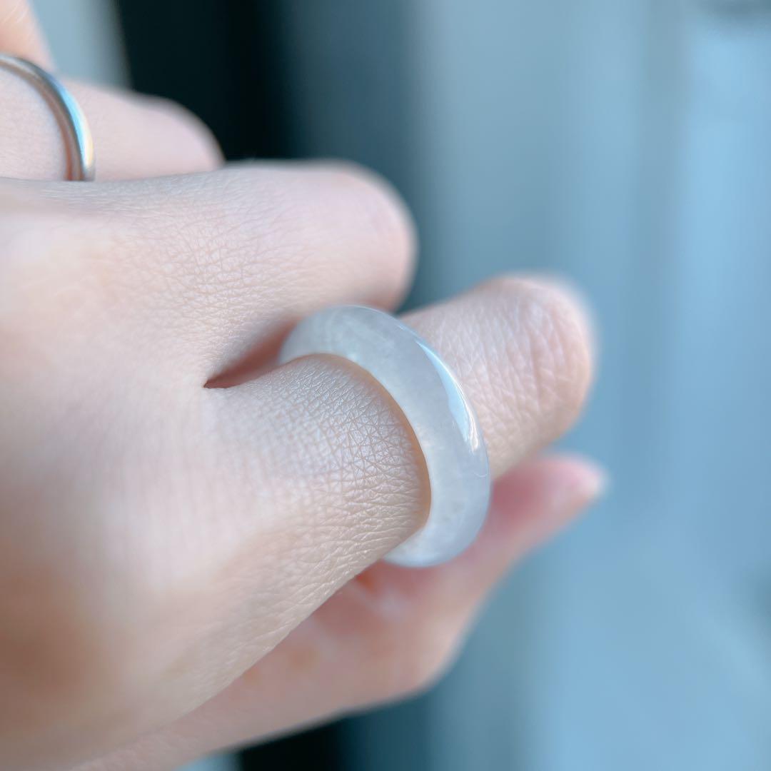 ミャンマー産天然本翡翠 くりぬきリング 10号