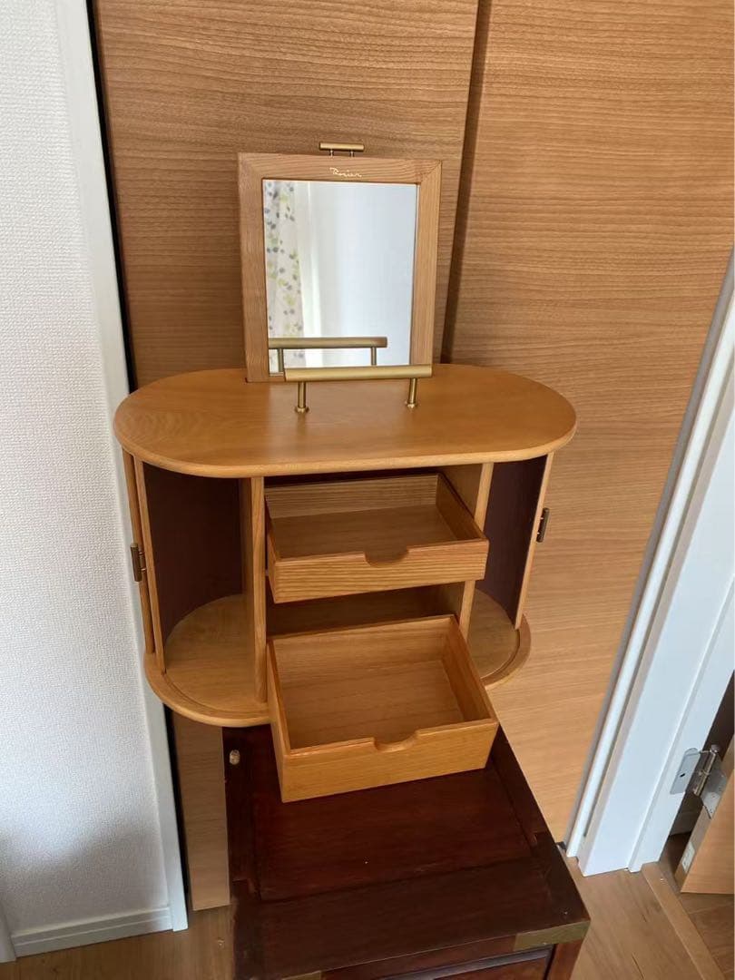 木製化妝箱 個人用 一面鏡-直売純正