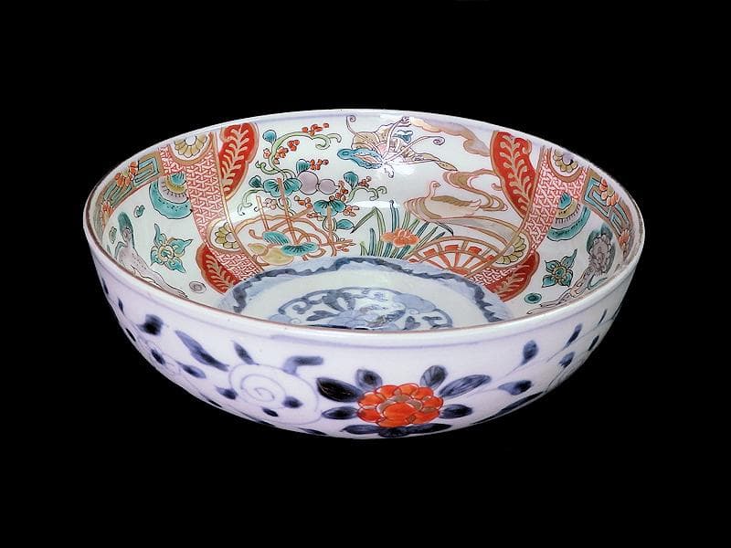 古伊万里 色絵 花鳥紋に獅子の図 深鉢 D285AS-CQm - メルカリ