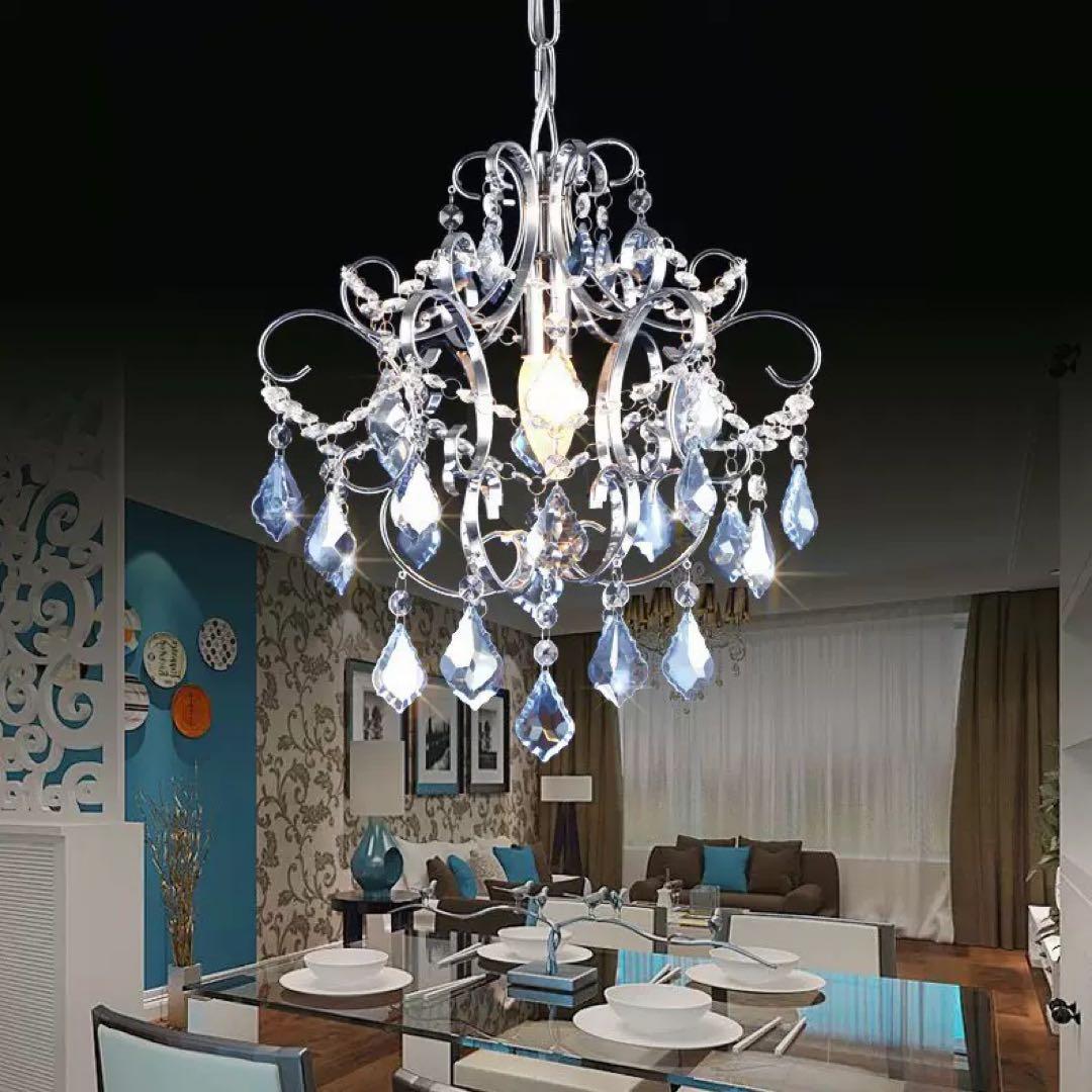 青色クリスタルシャンデリア 青 切子 シャンデリア CH-06GA-BLUE LED電球対応 6灯 高級 クリスタル