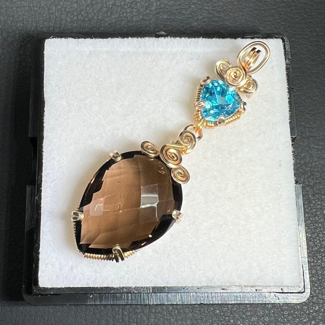 for マリエモーン様】スイスブルートパーズ＆スモーキークォーツ