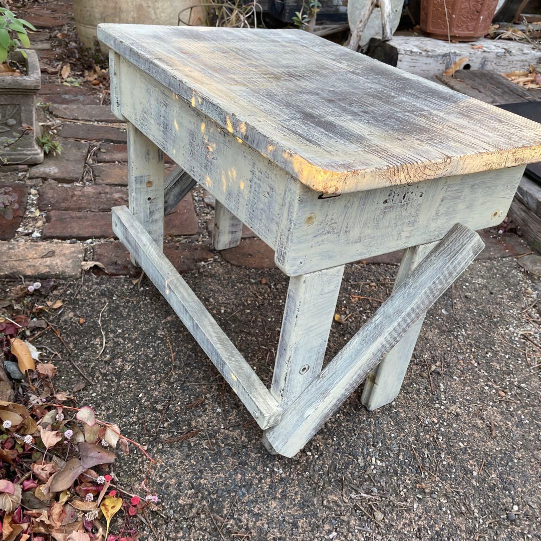 古道具 机 フレンチカントリー風 リメイク 木製 文机