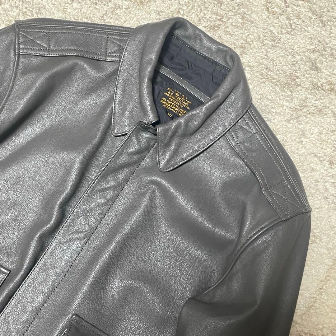 A-2 レザージャケット グレー 古着 ヴィンテージ 本革 フライト