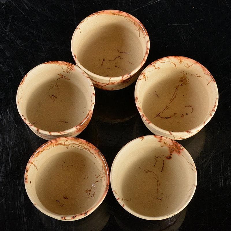 煎茶道具　常滑焼　谷川仁作　白泥藻掛　茶器　急須　茶碗　共箱　D　R5730