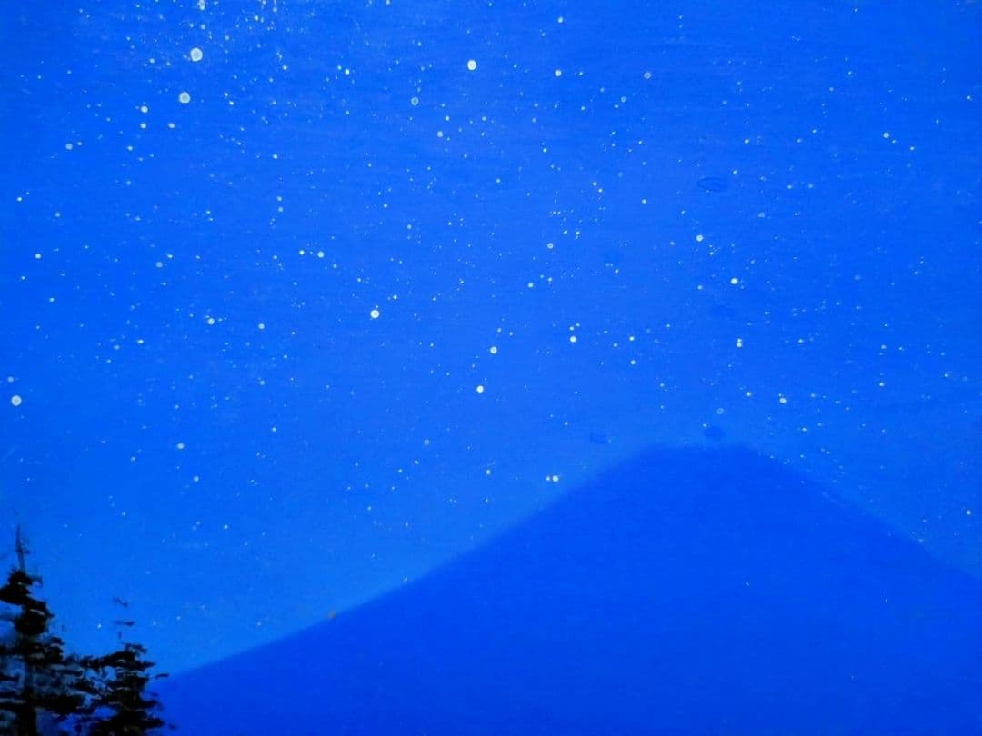 千住博　手描き作品/表サイン有り/色紙画/岩彩/油彩/逸品/額縁/額装