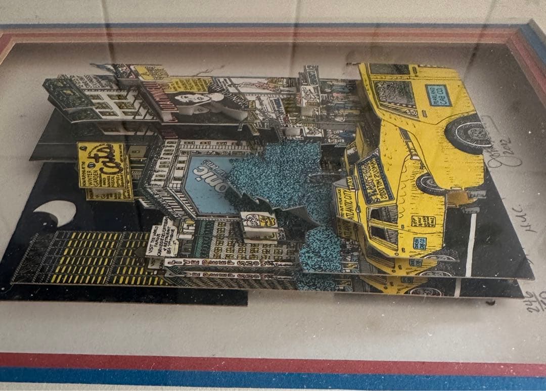 切り抜き絵、額付き、作者名入り