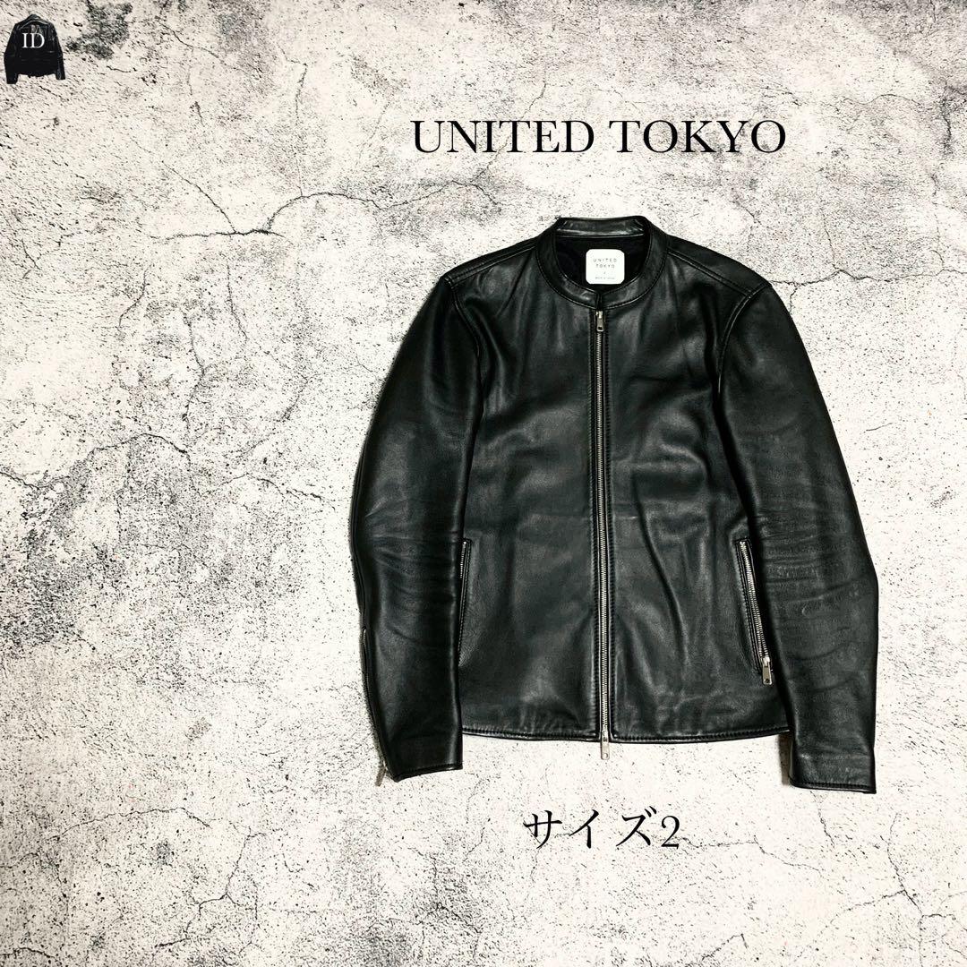 UNITED TOKYO ラムレザーシングルジャケット ブラック 革ジャン 本革