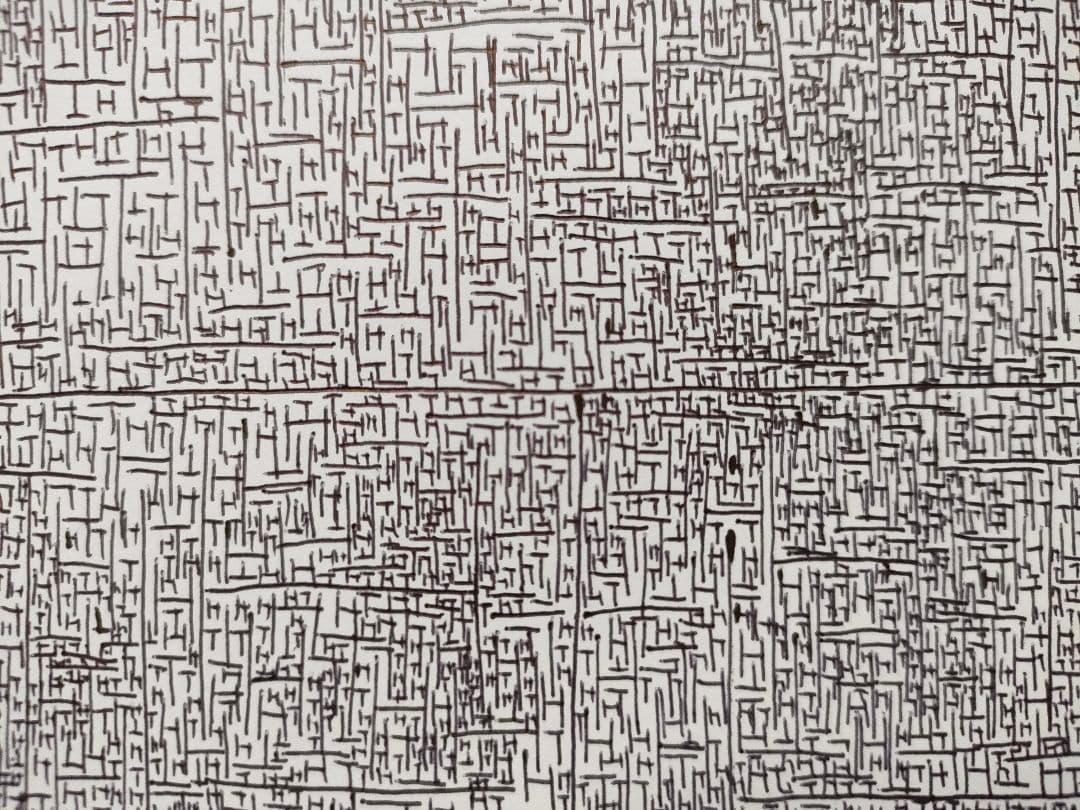 『Composition HT』　現代アート・絵画・ボールペン画・原画・額縁付