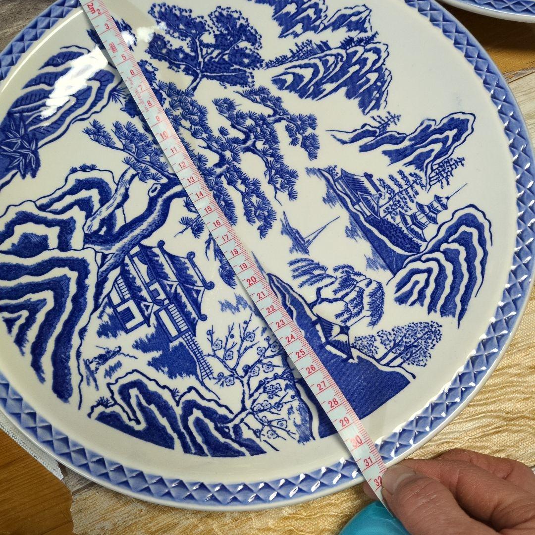 青い山水画 陶磁器製皿 3枚セット - メルカリ