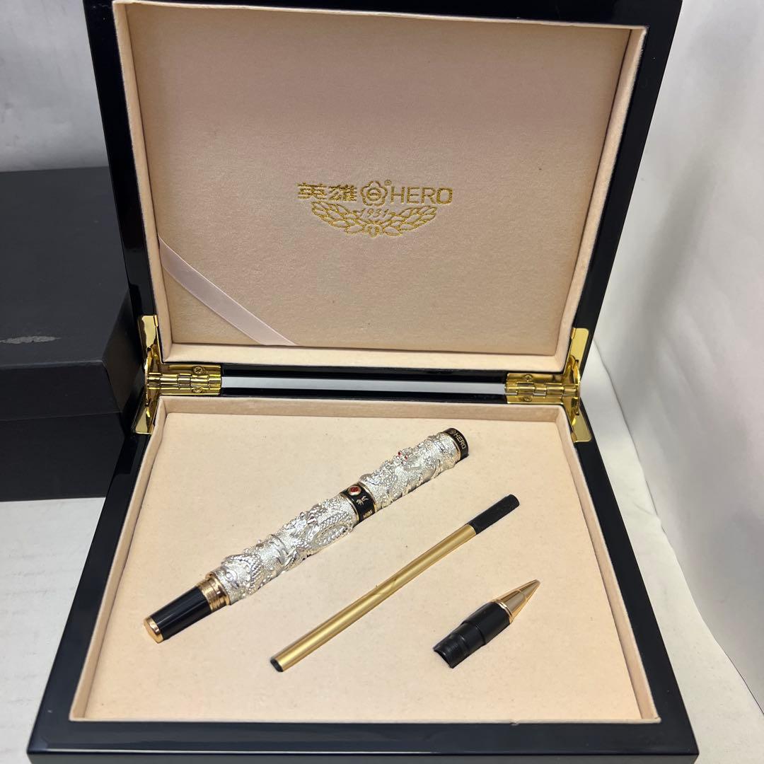 英雄（HERO） ローラーボール 兼用 万年筆 木製箱付 12k